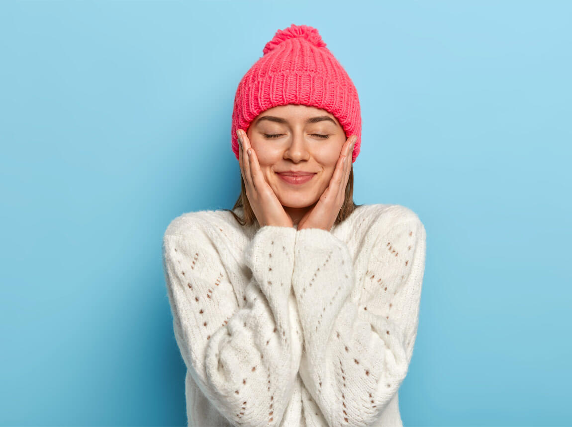 femeie, iarnă, piele frumoasă 