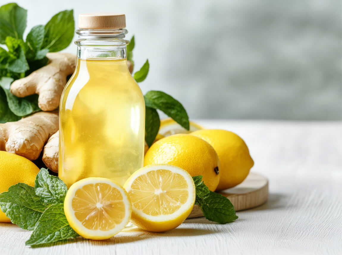 ghimbir, lămâie, mentă 