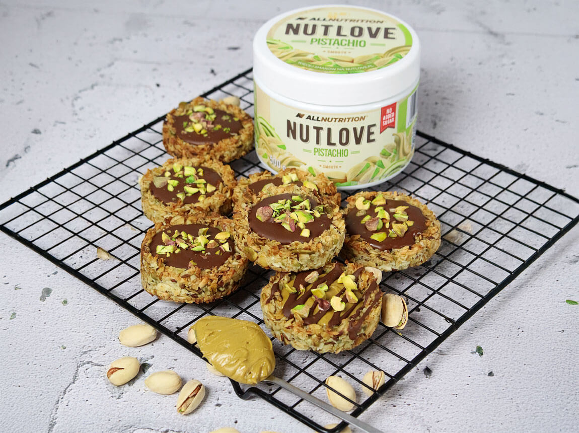 biscuiți cu fulgi de ovăz și cremă de fistic  