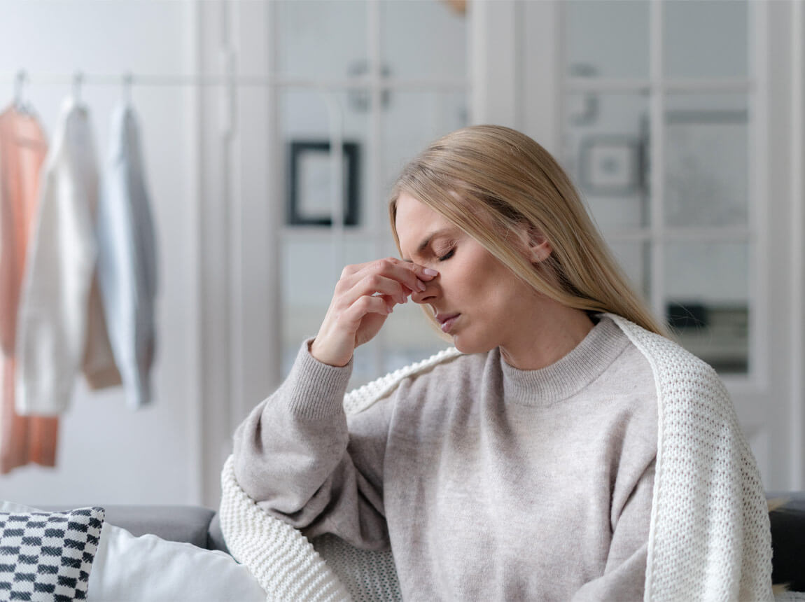 fáradt nő megfázás után 