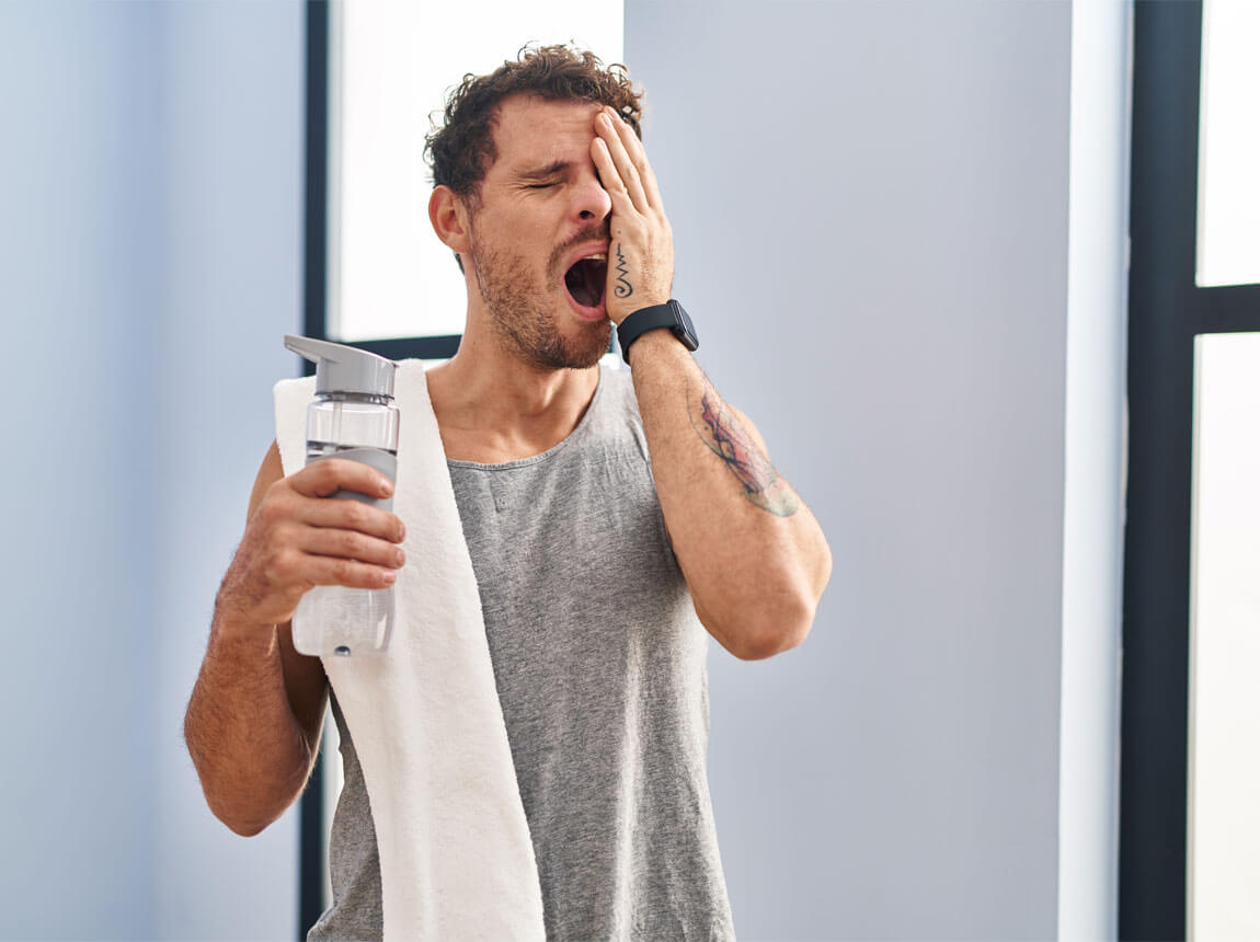 un om obosit după antrenament