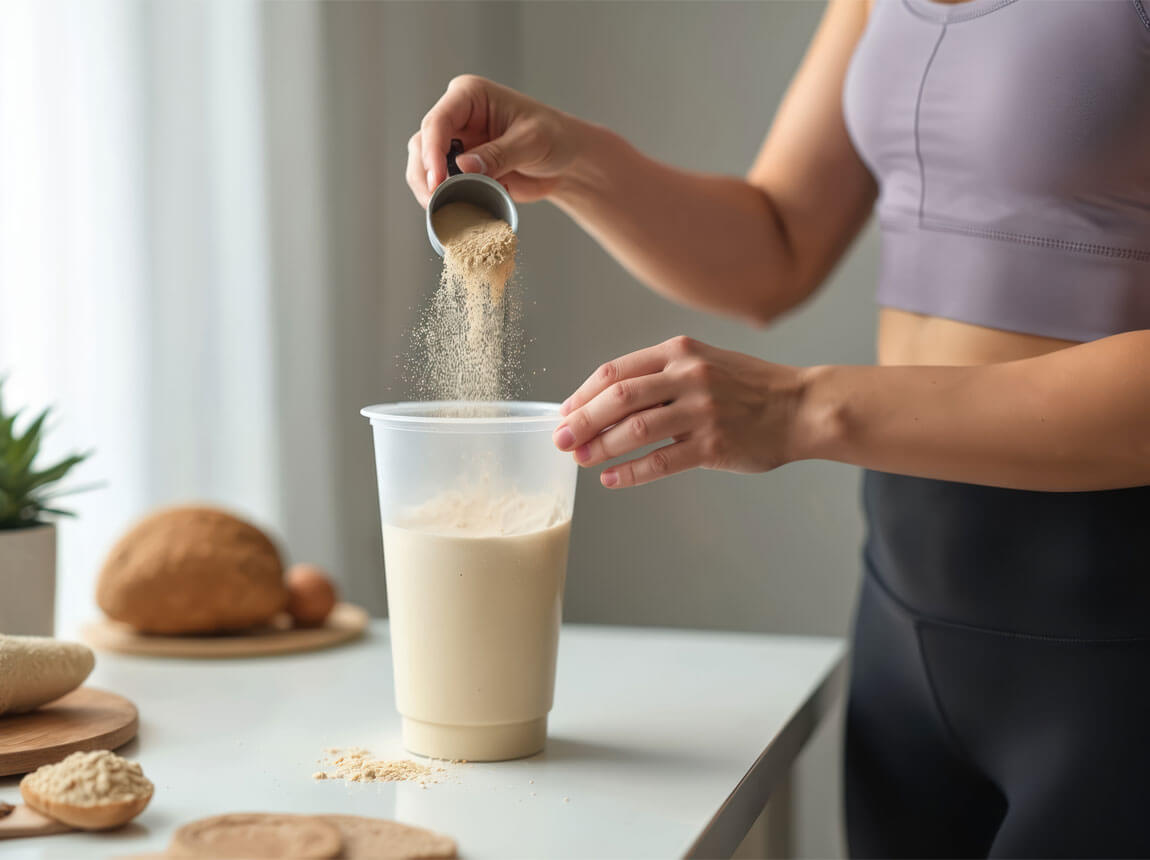 femeie cu balsam proteic