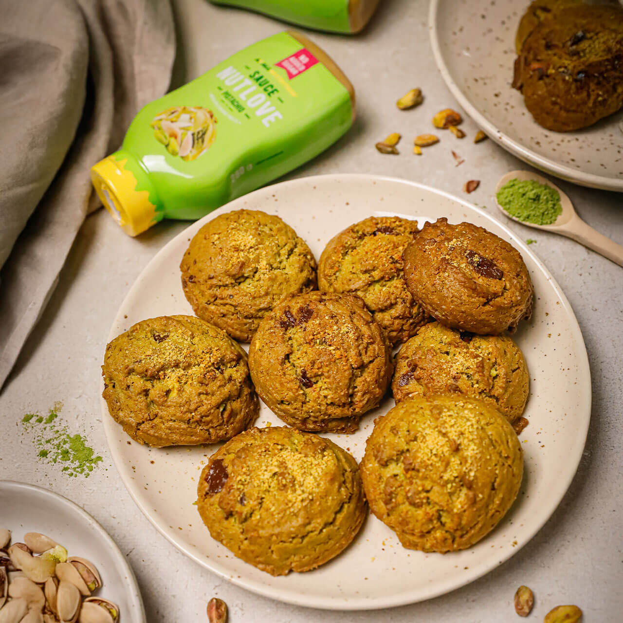 biscuiți cu fistic și matcha cu ciocolată