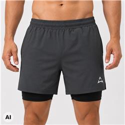 Pantaloni scurți Runner 2 în 1 GRAPHITE