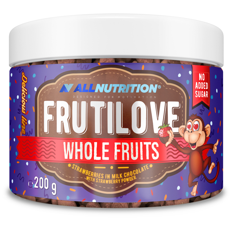 ALLNUTRITION FRUTILOVE WHOLE FRUITS STRAWBERRIES IN MILK CHOCOLATE WITH STRAWBERRY
