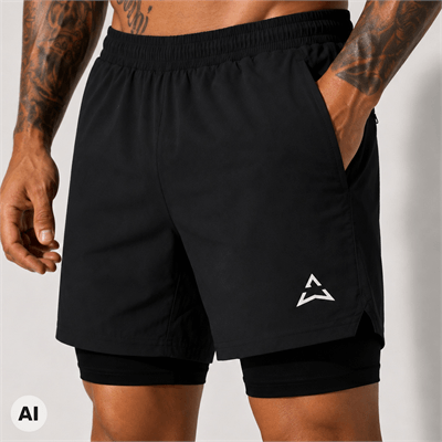 Allwear Pantaloni scurți Runner 2 în 1 BLACK